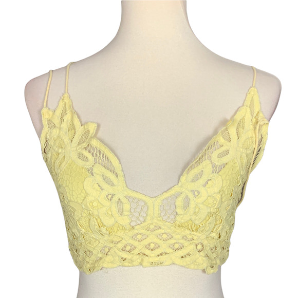 Free People Festival Fairycore Lace Bralette Strappy Back in Yellow Size Medium - Picture 1 of 5